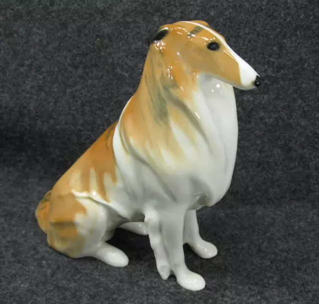 Lomonosov Collie Lassie Dog Figurine Porcelain Made in USSR Gorgeous! Vintage