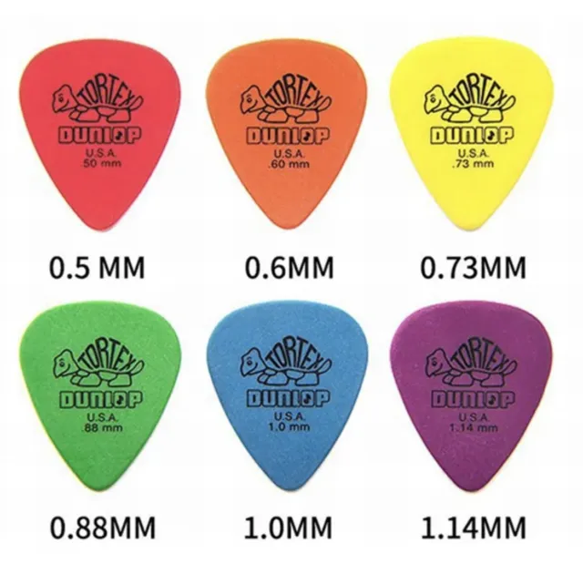 6 X Dunlop Tortex Standard  Plectrums Mixed  Gauges Guitar Picks