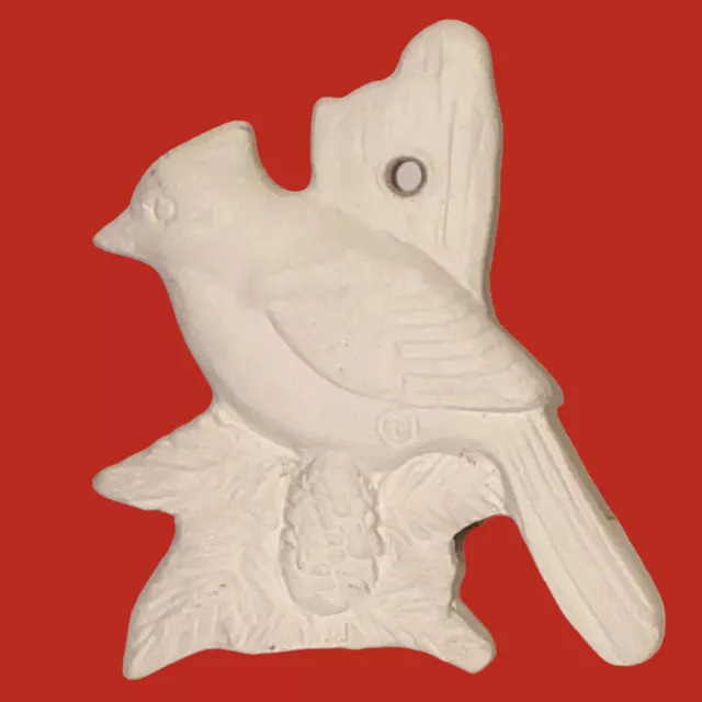 Bisque de cerámica de molde vintage listo para pintar cardinal adorno hágalo usted mismo