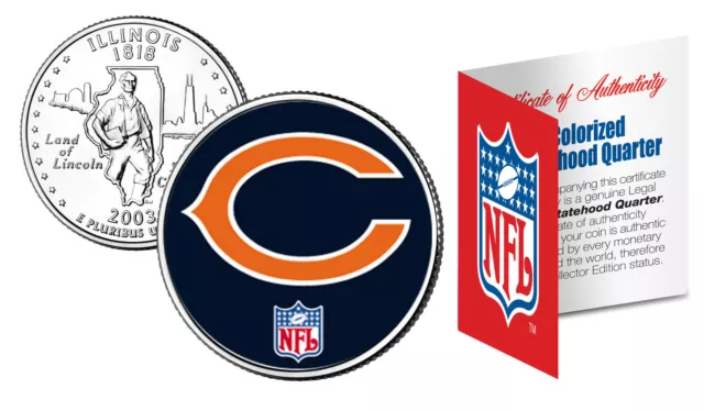 CHICAGO BEARS NFL ILLINOIS US Statehood Quarter Coin  *Officially Licensed*