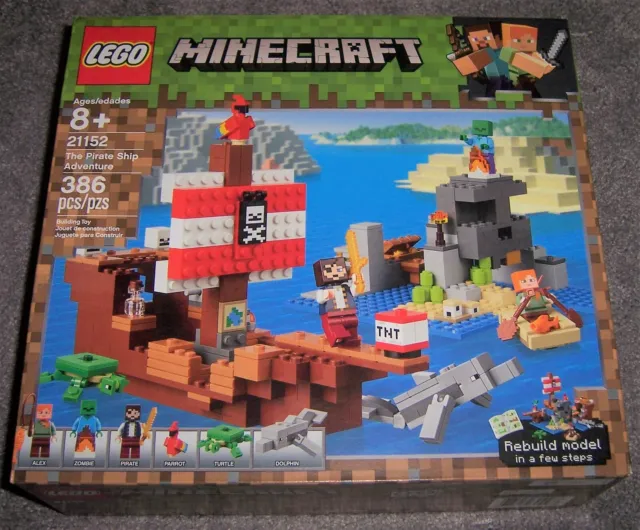 LEGO Minecraft The Pirate Ship Adventure 21152 NEW Alex Parrot Turtle Dolphin