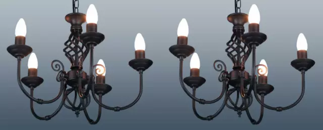 PAAR 5-Arm Glühbirne Gerste Twist klassische Deckenleuchte Einbau Anhänger Kronleuchter