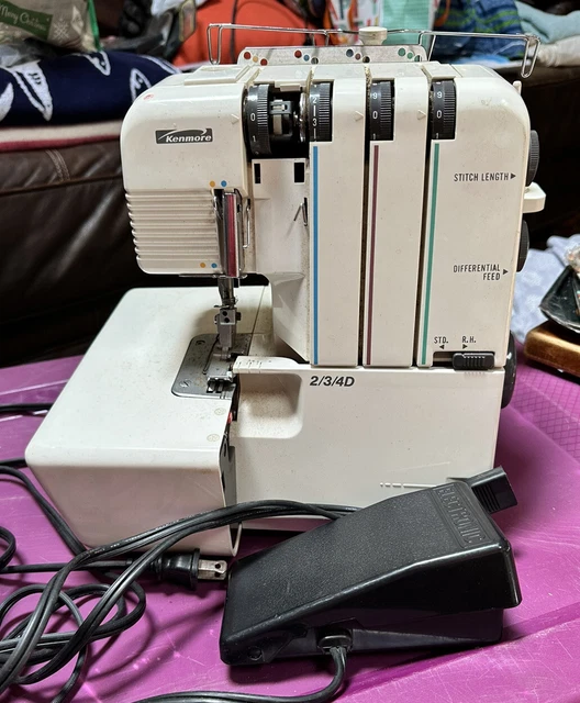 KENMORE SERGER SEWING MACHINE with PEDAL 385.16644690 TESTED AND WORKS