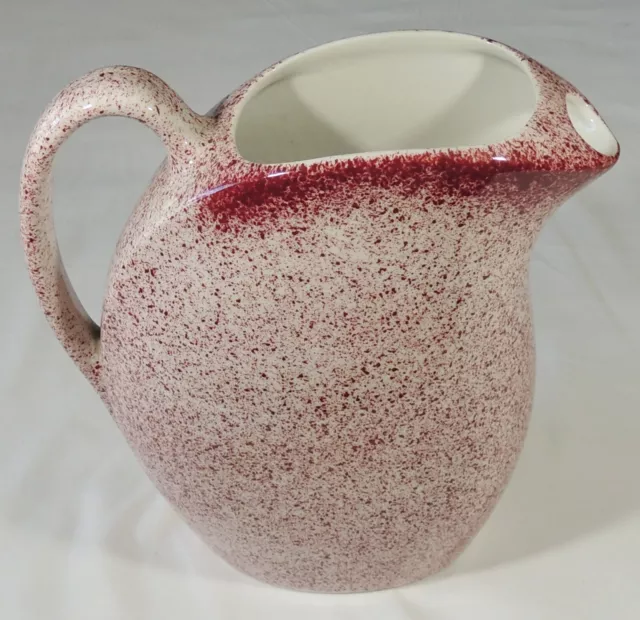 Tepco Ware Red Pink Speckled Splatterware Ceramic Large 9" Tall Water Pitcher