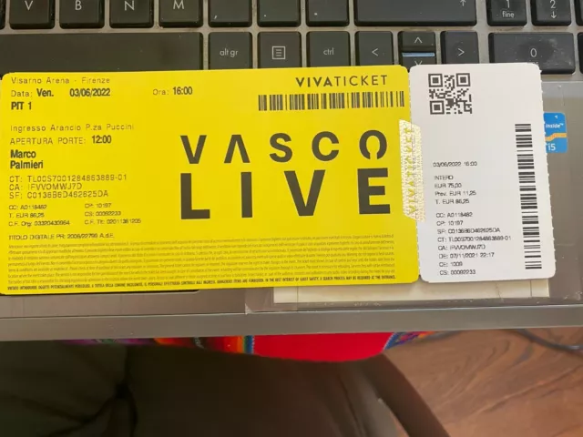 Vendo 2 Biglietti  Pit 1 Concerto Vasco Rossi Firenze 3 Giugno