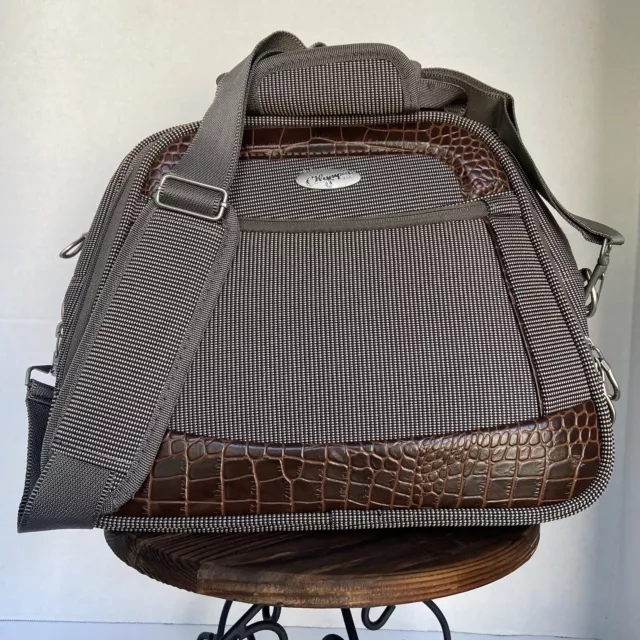 Chic Travel Bag Carry On Luggage Bag Faux Crocodile Trim Overnight Bag Olympia
