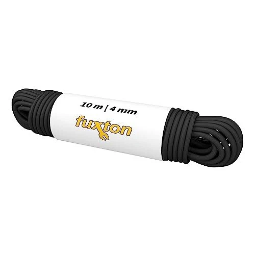 fuxton Corde en Caoutchouc 4 mm 10 m Noir (Elastique bache remorque, Corde d'ext