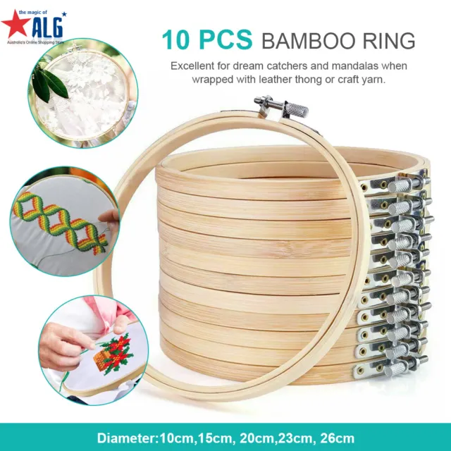 10Pcs 15cm Bamboo Embroidery Hoops Ring Sewing Frame Cross Stitch Craft Wedding