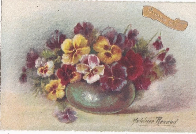 Carte Postale Fantaisie Mille Bons Baisers – Bouquet Fleurs Blanches Ruban Bleu