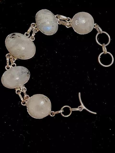 Moonstone 925 Silver gemstone Bracelet. 8 Inches.  Beautiful 2708