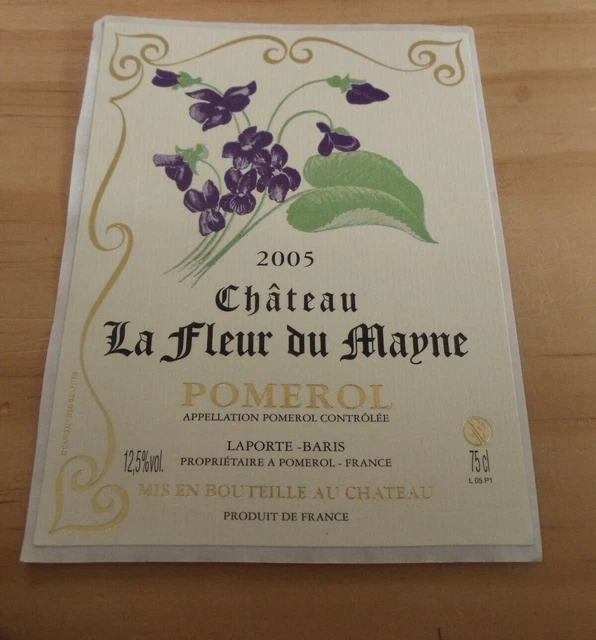 étiquette de vin château la fleur du mayne 2005