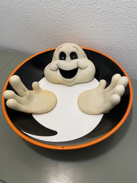 HALLOWEEN CANDY BOWL Vintage Gemmy Talking Ghost Spooky Animated