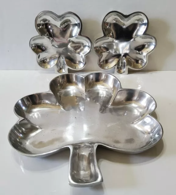 3 St. Patrick's Shamrock Clover Serving Appetizer Centerpiece Trays Metal