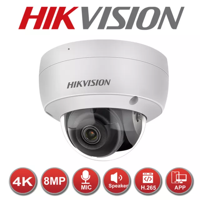 4K 8MP Hikvision DarkFighter IP Camera NEW AcuSense Dome MIC IR DS-2CD2186G2-ISU