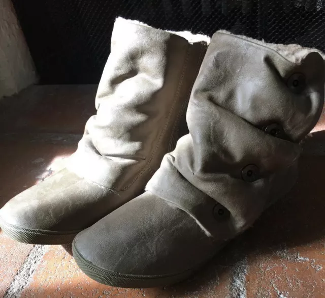 Blowfish Womens Rabbit Brown Vegan Leather Faux Fur Lined Ankle Boots Sz 9.5