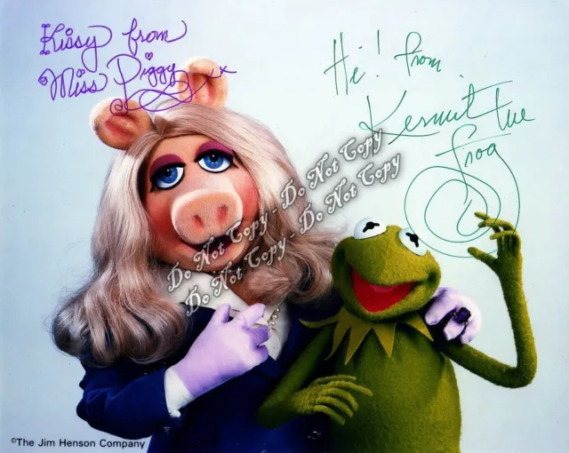 Miss Piggy Kermit the Frog Signed Photo Muppets Jim Henson 8x10 rp Gift Fun Kids