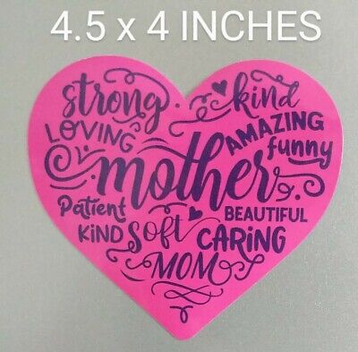 4.5" Mom Heart Decal Vinyl Sticker Pink Purple Love Mothers Day Gift Family Kids
