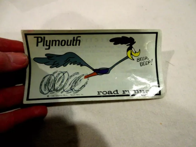 1967 Warner Bros Plymouth Roadrunner Beep Beep Decal