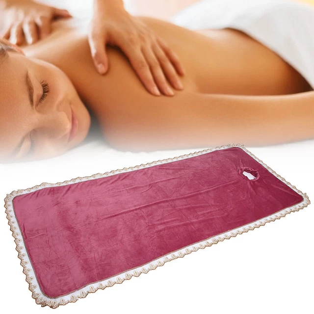(Purple Red)Spa Massage Table Cover Sheet Massage Bed Coverlet With Hole IDS