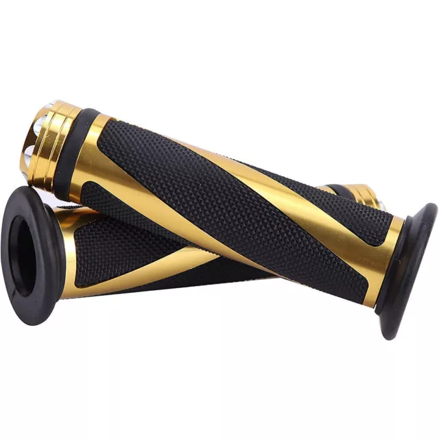 Pair Gold Motorcycle Aluminum Handlebar Grips Universal 7/8" 22MM Handle Bar End