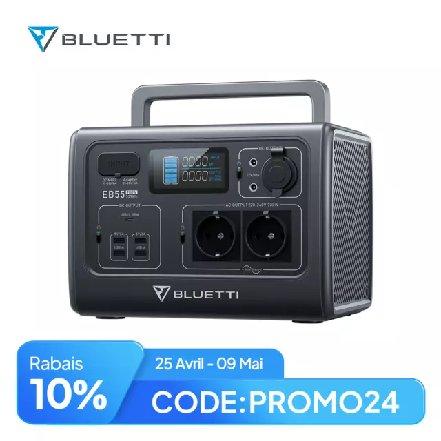Bluetti Eb55 700W 537Wh Générateur Solaire Portable Batterie De Lifepo4