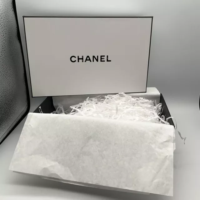 Authentic CHANEL Square Empty Gift Box Container White 5.5 x 9 x 3
