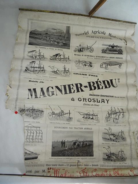 publicité affiche ancienne MAGNIER-BEDU MACHINE AGRICOLE art populaire