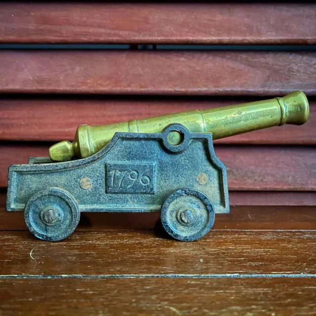 Antique 1796 German, English, Signal Canon, Solid Brass & Iron, Heavy See Photos