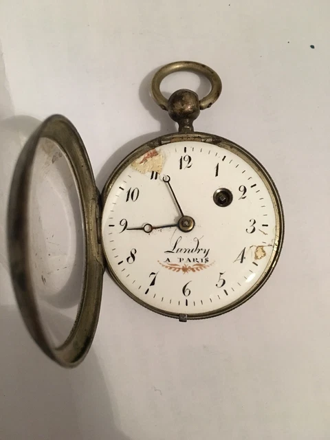 Montre De Gousset Vintage à Coq En Argent Massif - Romilly Paris Vers 1810-1819 - 6 Cm