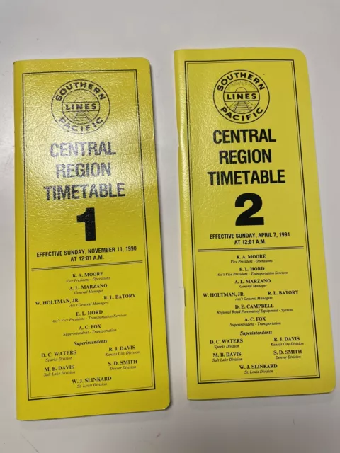 Railroad Timetables Lot of 2 Central Region, Southern Pacific Lines 1990/91