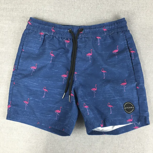 Skylark Kids Boys Shorts Size 10 Blue Flamingo Pattern Hawaiian Boardies