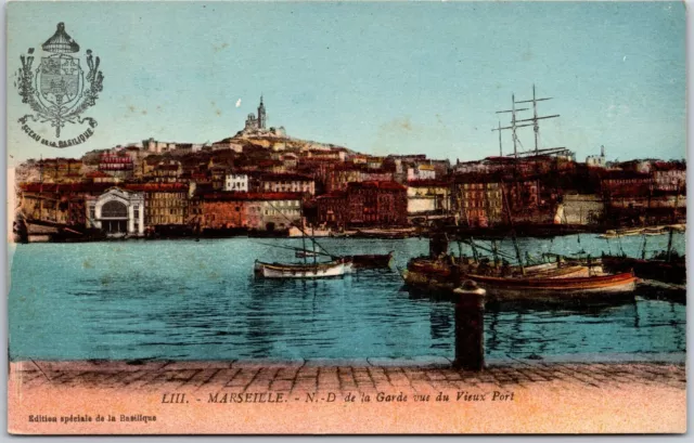 N. D. De La Garde Vue Du Vieux Port Marseille France Postcard