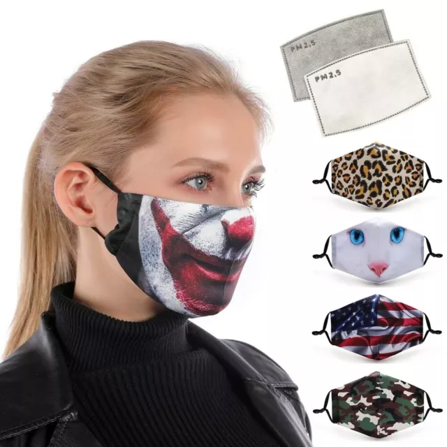 Reusable Mouth Mask Washable Protective PM2.5 Filter Anti Dust Printed Face Mask
