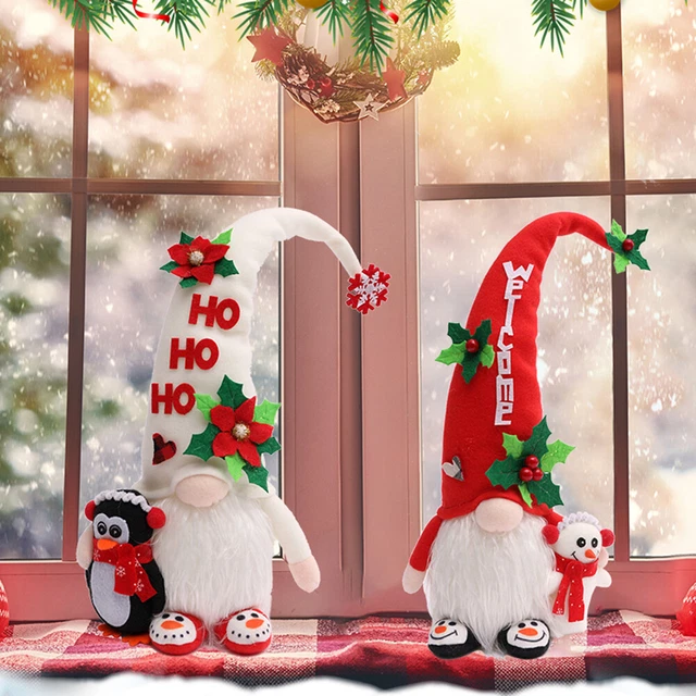 2 Pack Christmas Glowing Gnome Doll Clover With Lights Faceless Doll Ornaments