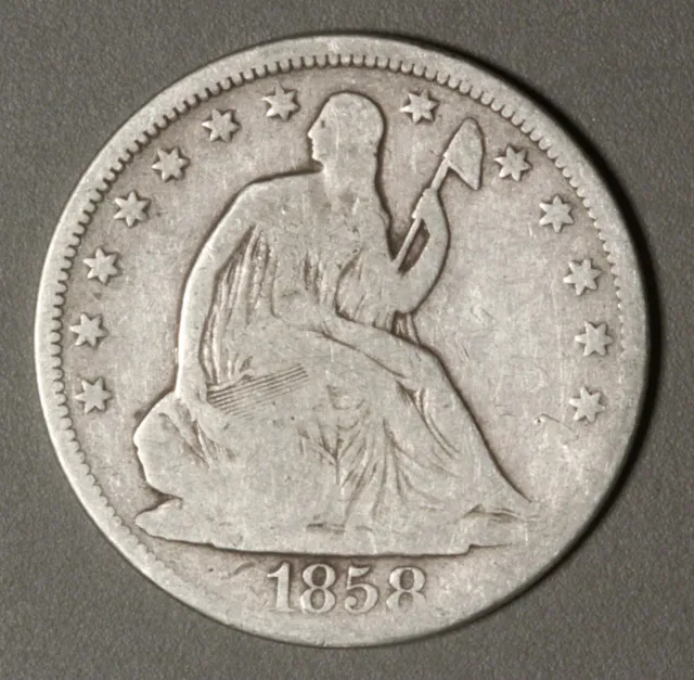 1858 Liberty Seated HALF DOLLAR *Good* 50c Antebellum Period #13