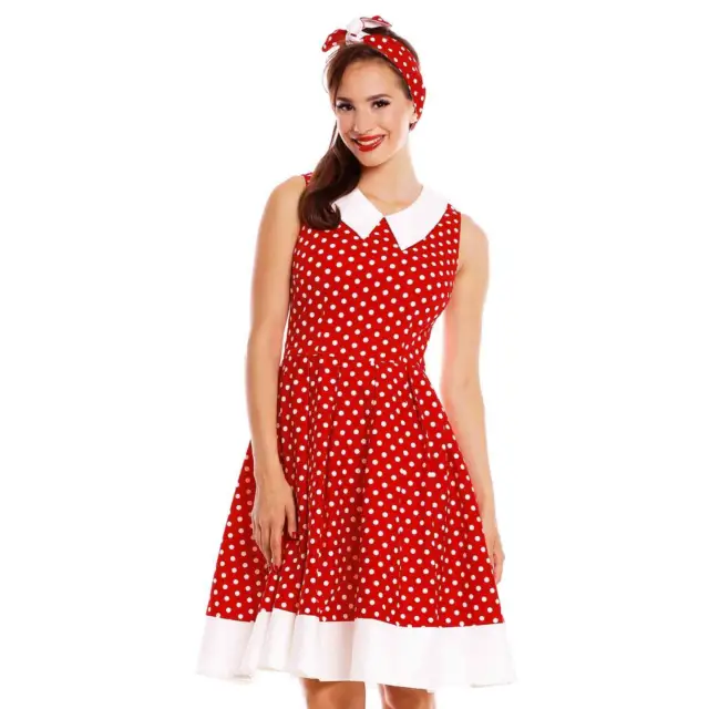 Dolly Dotty Hazel Red Polka Dot 50s Dress Pin Up Rockabilly Vintage Cute Retro