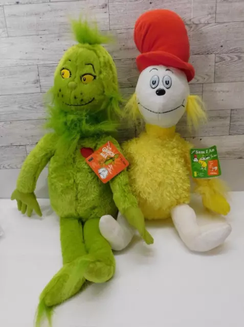 Grinch & Cat in The Hat Plush Toys Lot Of 2