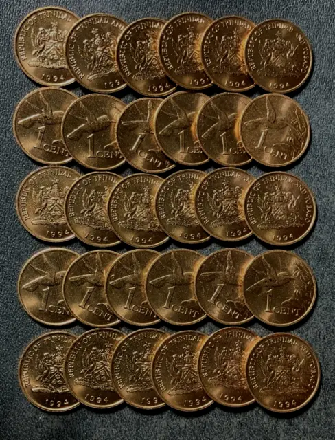 Old TRINIDAD & TOBAGO Coin Lot - 30 UNCIRCULATED COINS - Lot #J6