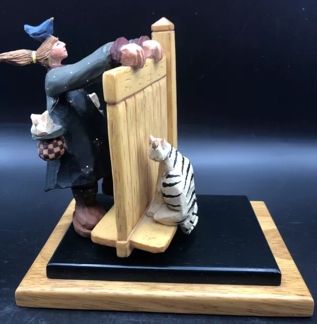 Williraye Studio WW1108 1997 Girl On Moving Swinging Fence Cat Bird Figurine