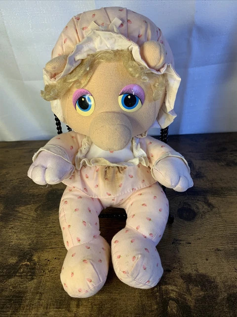 Miss Piggy Muppet Babies Vintage 1984 Pink Floral Hasbro Plush Pampers Toy