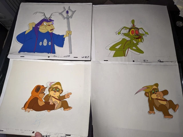 EWOKS animation cels BACKGROUND production art  Vtg Star Wars Toys Figures I11