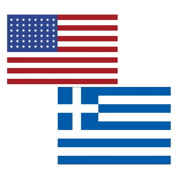 3'x5' Polyester USA & Greece Flag Set; One Flag for Each Country
