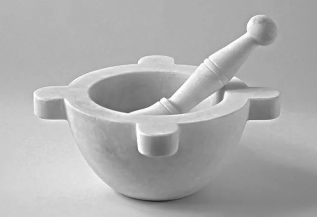 Mortaio da Farmacia Marmo Bianco Pestello White Marble Mortar Pestle Home 10cm