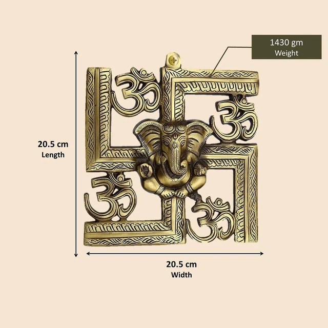 Talisman India Pendant Ganesh Swastika Figurine Hindu SOLID BRASS Elephant NEW