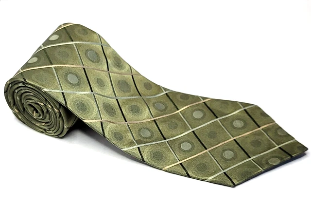 Murano Silk Tie Green Geometric Handmade USE 59 x 3.75 New Necktie