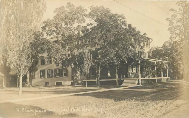 Postcard RPPC C1910 New York Port Kent Cham Wain Lakeside Park roadside 23-11453