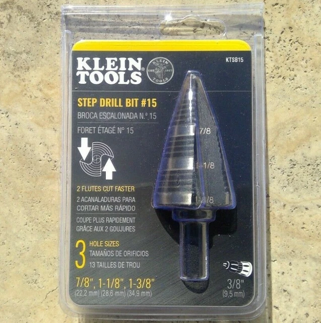 🌟🎈 Klein Tools KTSB15 Double-Fluted 3/8-Inch 3-Hole Step Drill Bit 🌟