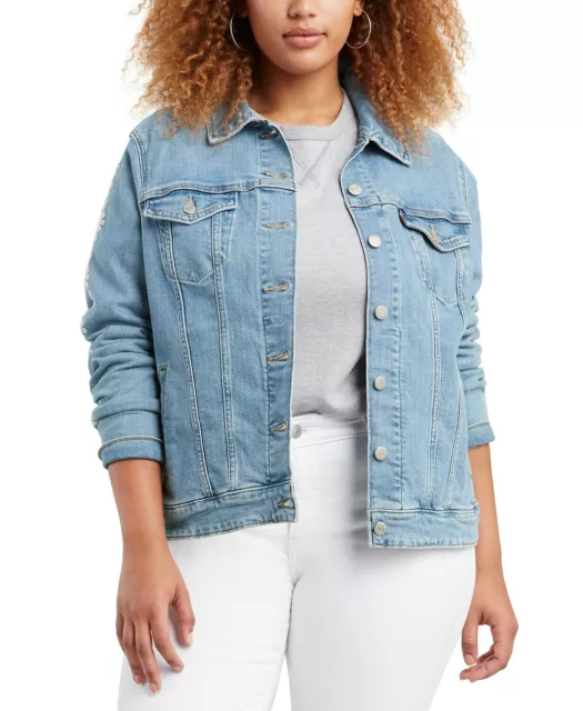 Levi's Women's Plus Size Trucker Denim Embroidered Jacket (Size 2X) NWT MSRP $65