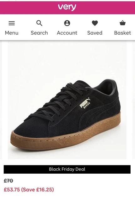 puma mens ralph sampson low tonal trainers black gum