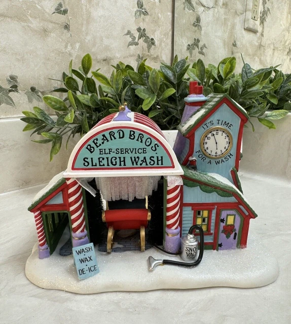 Dept 56 North Pole Series Beard Bros. Sleigh Wash With Light & Box